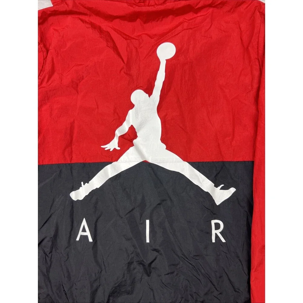 Nike Air Jordan Red & Black Hooded Windbreaker Jacket Size S Nylon Polyester Men